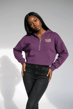 Half Zip Hoodie Mulberry