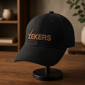 Zwarte 6-panel Baseballcap