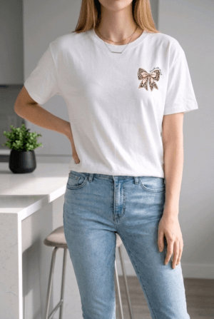Wit One Size T-Shirt met Panterstrik & Rugprint