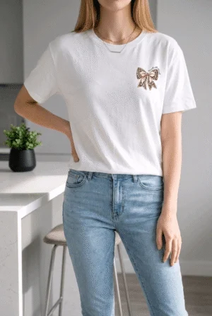 Wit One Size T-Shirt met Panterstrik & Rugprint